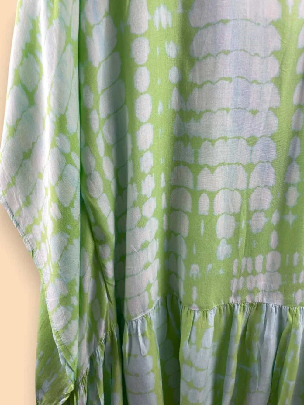 Z&L Tie Dye Beach Swim Coverup Boho Festival V Neck Tunic Embroidered Green OS - Picture 6 of 8